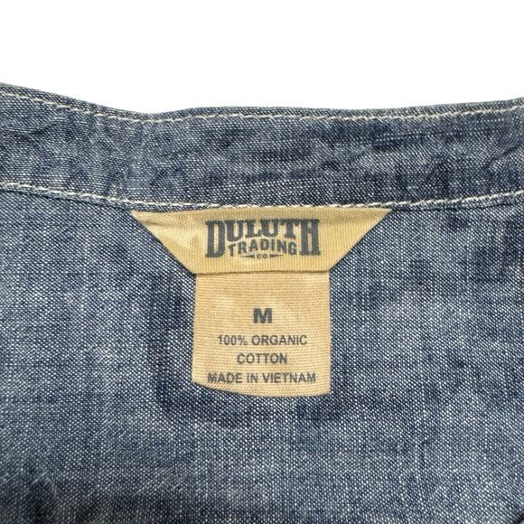 DULUTH TRADING Free Range Organic Chambray 3/4 Sleeve Tunic Size Medium Womens - Picture 6 of 9